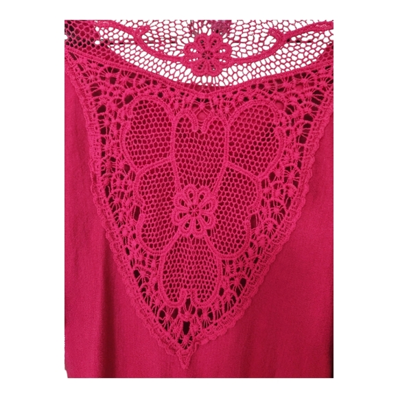 Questions Deep Red M Sweater with Lace Back - Picture 4 of 5